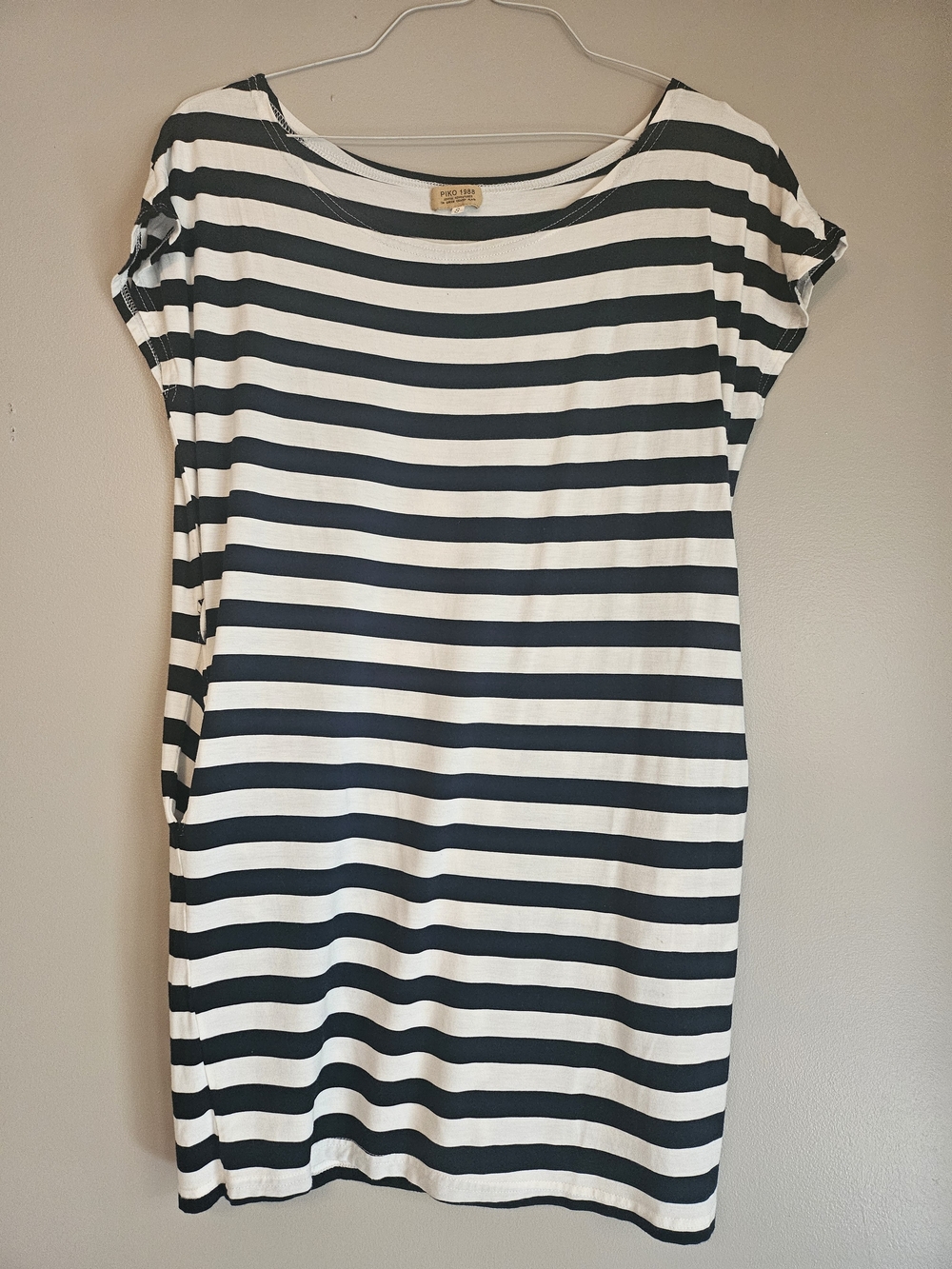 Piko Striped Black and White Crewneck Women’s Dress